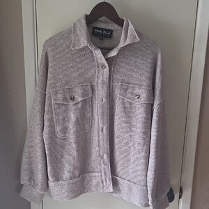 White Birch Textured Button-Up Shirt Jacket